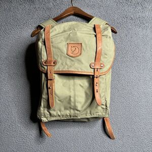 Fjallraven No.21 Rucksack Medium Green Tan Backpack Canvas Leather Gorpcore Bag